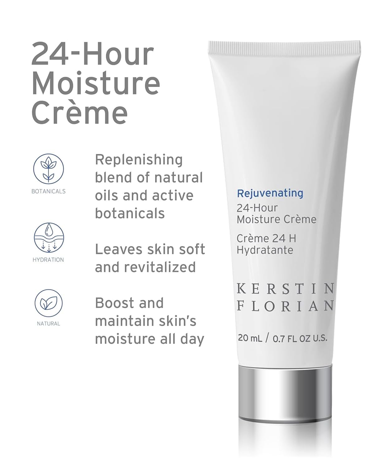 Kerstin Florian 24 Hour Moisture Creme | Travel Size | Anti Aging Face Moisturizer with Vitamin E | Hydrating Anti|Wrinkle Cream to Smooth Fine Lines | 1 fl oz