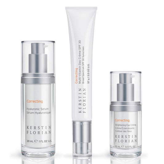 Kerstin Florian Hyaluronic Serum | Multi Vitamin Day Creme SPF 30 | Brightening Eye Creme Set | Complete Anti|Aging Set | Hydrating Skincare