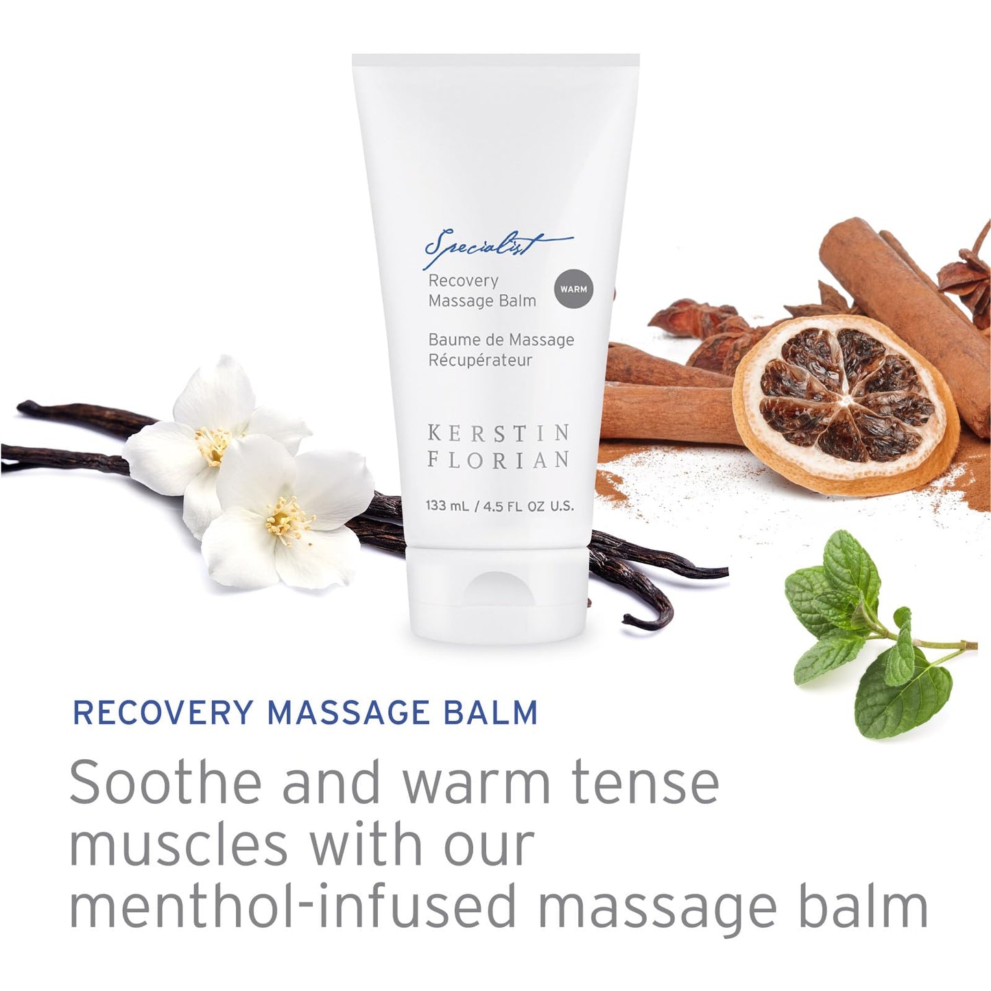 Kerstin Florian Recovery Massage Balm | Warming Lotion for Soothing Muscles | Moisturizing Pain Relief | 4.5 fl oz